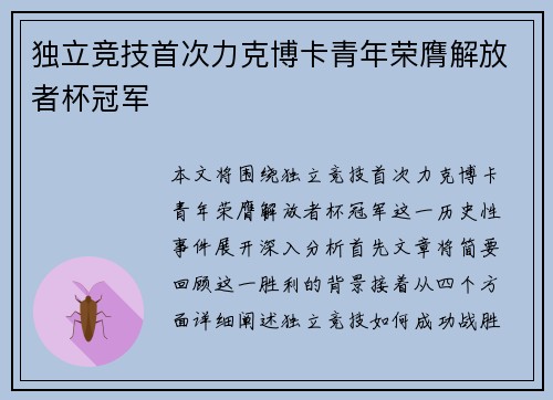 独立竞技首次力克博卡青年荣膺解放者杯冠军